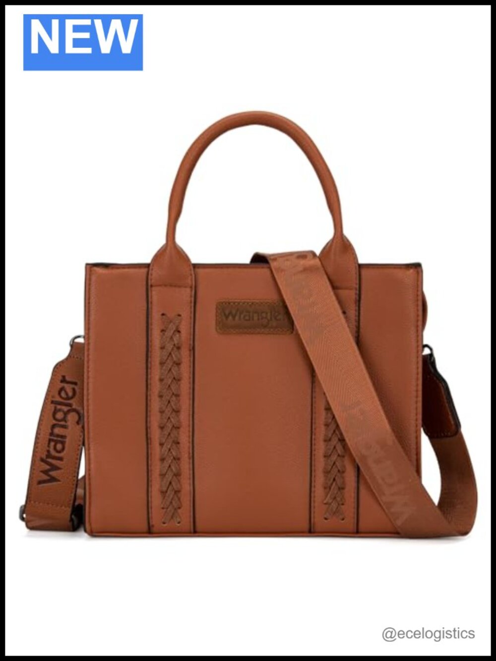 Wrangler Tote Satchel Handbag Crossbody Vegan Leather Whipstitch
